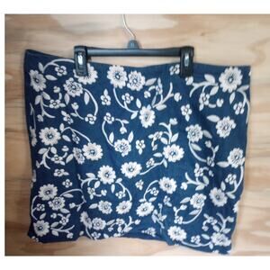 Boden Midi Skirt Navy/White Floral Embroidered Denim 16